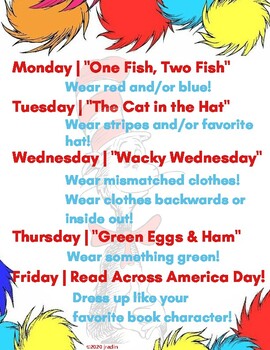 Dr. Seuss Spirit Week by Teach like a Princess | TpT