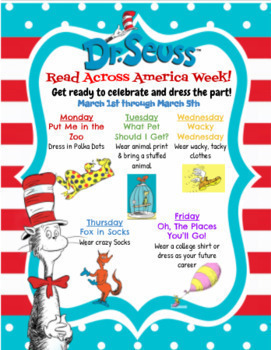 Dr. Seuss Spirit Week Flyer-2021 by Magnolia Akers | TpT