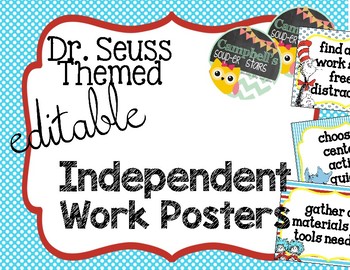 Dr Seuss Theme {Independent Work Rules} by Campbells Soup-er Stars