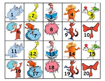 Dr. Seuss Themed 100 Chart Cards by Create-Imagine-Nurture-Inspire