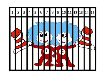 Dr. Seuss/ Thing 1 and Thing 2: Counting Number Puzzle 1-15 Cut