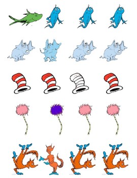 Dr. Seuss Visual Discrimination by Color Me Bright Preschool | TpT