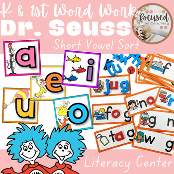 Dr. Seuss Vowel Sound Word Work Center | Match the picture to the ...