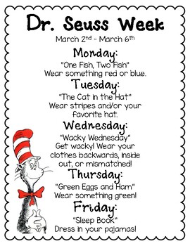 Dr. Seuss Week 2020 by Miss Make a Difference | Teachers Pay Teachers