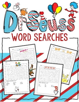 Preview of Dr. Seuss Week Book Word Searches Bundle read across America