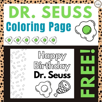 Preview of Dr. Seuss Week Coloring Page| Green Eggs and Ham Coloring Sheet, Coloring Page