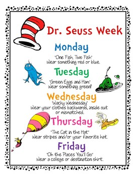 Dr. Seuss Week Schedule by TeacherEngineer | TPT