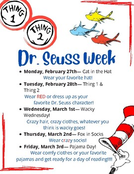Dr Seuss Week Themes by Leigh Mattingly | TPT