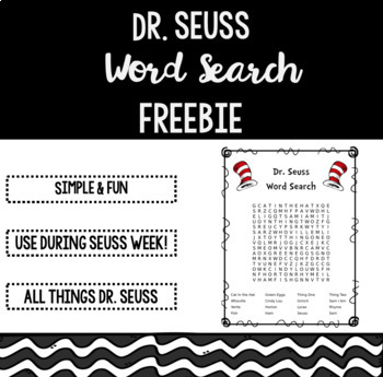 Dr. Seuss Word Search Freebie by Flying in Fourth | TPT
