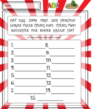 Preview of Dr. Seuss Words In ABC Order