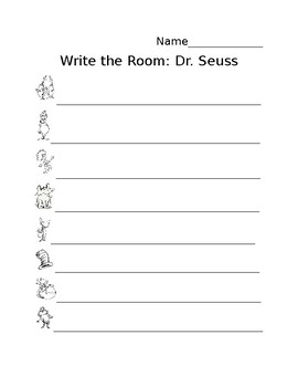 Dr. Seuss Write the Room by KindMindCreations | Teachers Pay Teachers