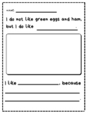 Dr Seuss Writing Activity Worksheet (Green Eggs & Ham)