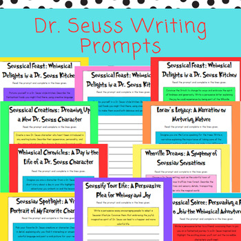 Preview of Dr. Seuss Writing Prompts - No prep - Printable