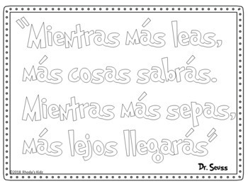 Dr. Seuss en Español -Frases para colorear by Rhoda's Kidz | TPT
