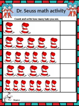 Dr. Seuss math activity sheet by Learning Angels Resources | TPT