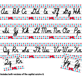 Dr. Seuss themed cursive Alphabet Strip by Fun and Games for Brains