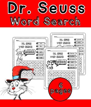 Dr. Seuss word search Read across america by TEACHER AOF | TPT