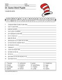 Dr. Suess Word Search and Vocabulary Worksheet Printables
