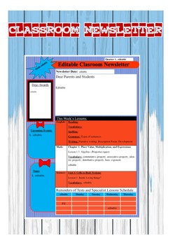 Preview of Dr like classroom newsletter template back to school decor