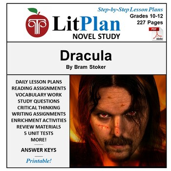 Preview of Dracula LitPlan Novel Study Unit, Activities, Questions, Test