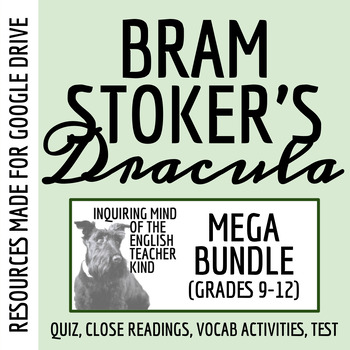 Preview of Dracula Quiz, Close Reading, Vocabulary Development, and Test Bundle (Google)