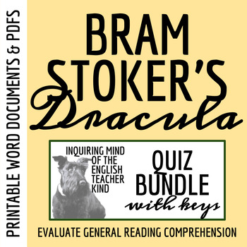 Preview of Dracula by Bram Stoker Quiz and Answer Key Bundle for High School