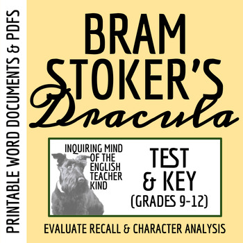 Preview of Dracula by Bram Stoker Test and Answer Key with Study Guide for High School