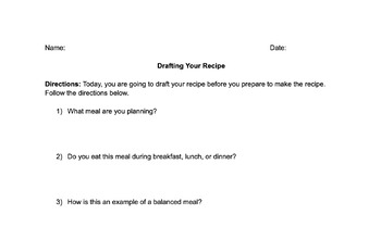 Preview of Drafting Your Recipe: Life Skills Lesson