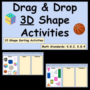 Preview of Drag & Drop 3D Shape Activities - Google Slides Shape Sorts - Distance Learning