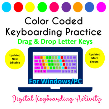 Preview of Color Coded Keyboarding Drag & Drop Keyboard Letters PPT Distance Learning