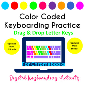 Preview of Color Coded Keyboarding Practice Drag & Drop Keyboard Letters for Chromebooks