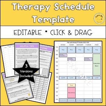 Preview of Click & Drag EDITABLE Occupational Therapy Speech Therapy Schedule Template