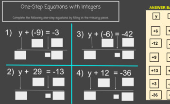 Preview of Drag and Drop Digital Activity: One-Step Equations with Integers