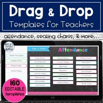Preview of Drag and Drop Google Slide Attendance and Seating Chart | Editable Templates