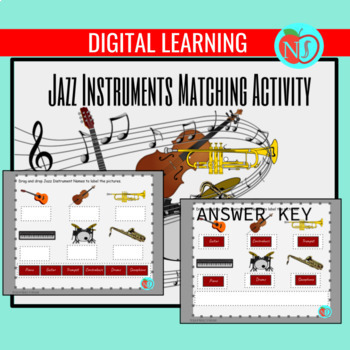 Preview of Drag and Drop | Label Jazz Musical Instrument Match Activity |  Google Classroom