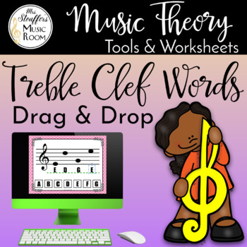 Preview of Drag and Drop Treble Clef Words for Google Slides