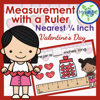 Preview of Drag the Ruler & Measure to 1/4 Inch (Valentine's Day) Digital Boom Cards™