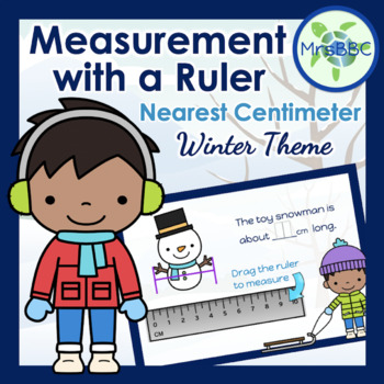 Preview of Drag the Ruler & Measure to the Nearest Centimeter (Winter) Digital Boom Cards™