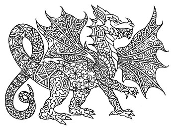 Dragon 2 Zentangle Coloring Page by Pamela Kennedy | TpT