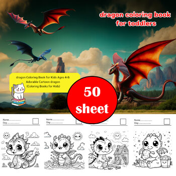 Preview of Dragon Coloring Book for Kids : - Kids Coloring Pages, Easy to Color, Fun Kids A