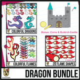 Dragon Colors, Shapes, and Flames Clipart Bundle