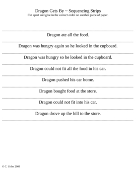 Preview of Dragon Gets By Story Sequence Strips ~ Houghton MifflinÂ® Reading