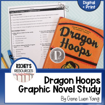 Preview of Dragon Hoops Graphic Novel Study and Quizzes by Gene Luen Yang Digital + Print