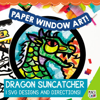 Preview of Dragon Tissue Paper Craft for Preschool | Fairy Tale Fantasy Art Activity SVG