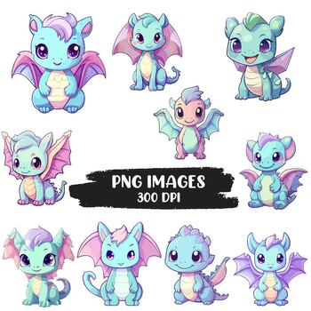 Dragon clipart, accent, cutout_PNG by Kiddie Resources | TPT