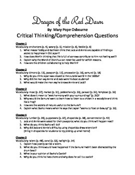 Preview of Dragon of the Red Dawn Comprehension Questions