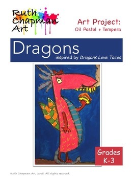 Preview of Dragons Love Tacos: Art Lesson for Grades K-3