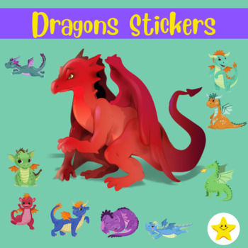Preview of Dragons Clip Art Digital Stickers Animal Groups For Distance Learning