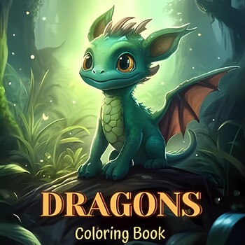 Preview of Dragons Coloring Book : 50 drawings of adorable dragons to color