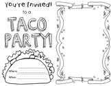 Dragons Love Tacos- Party Invitation Coloring Page